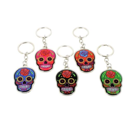 Mexican Skull Metal Keyring