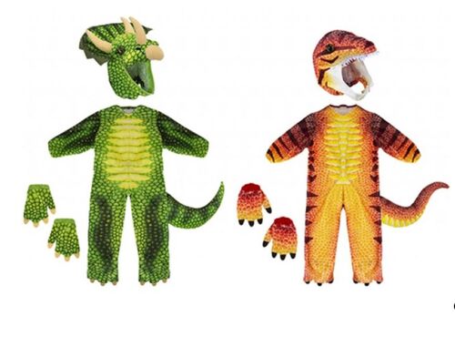 Kids dress up costume 2 assorted dinosaur 3 sizes mixed age 1-4