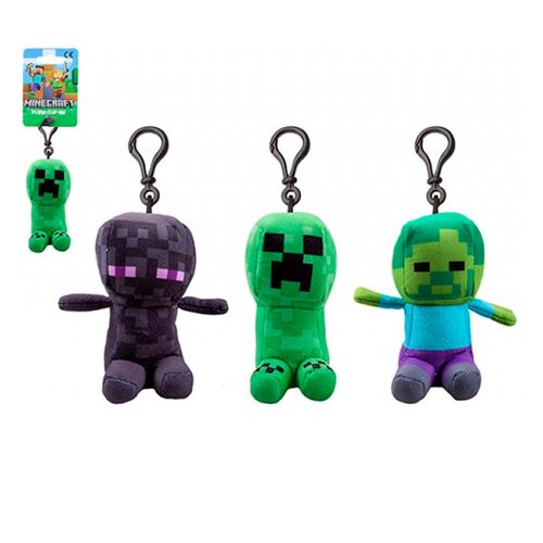 MINECRAFT PLUSH CHARACTER CLIP ON 13CM 3 ASSORTED